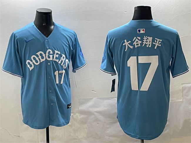Men's Los Angeles Dodgers #17 大谷翔平 Light Blue Limited Stitched Baseball Jersey Men's Los Angeles Dodgers #17 大谷翔平 Light Blue Limited Stitched Baseball Jersey